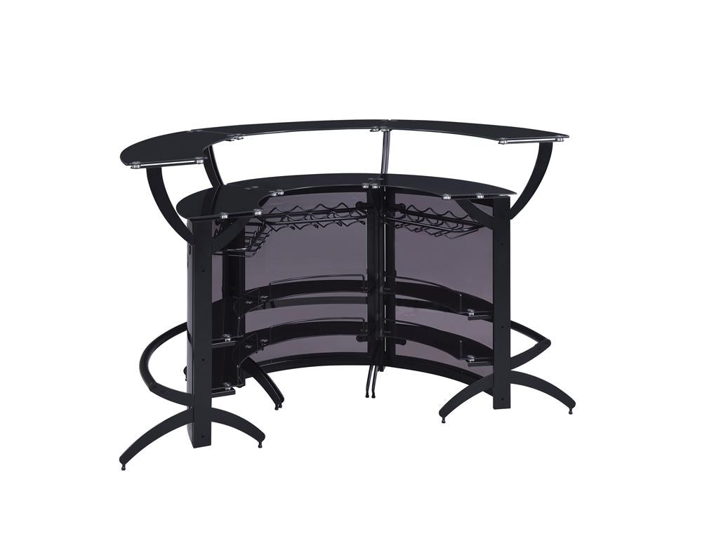 Dallas Smoked/Black 3-Bottle Wine Rack Bar Unit - 182135 - Bien Home Furniture &amp; Electronics