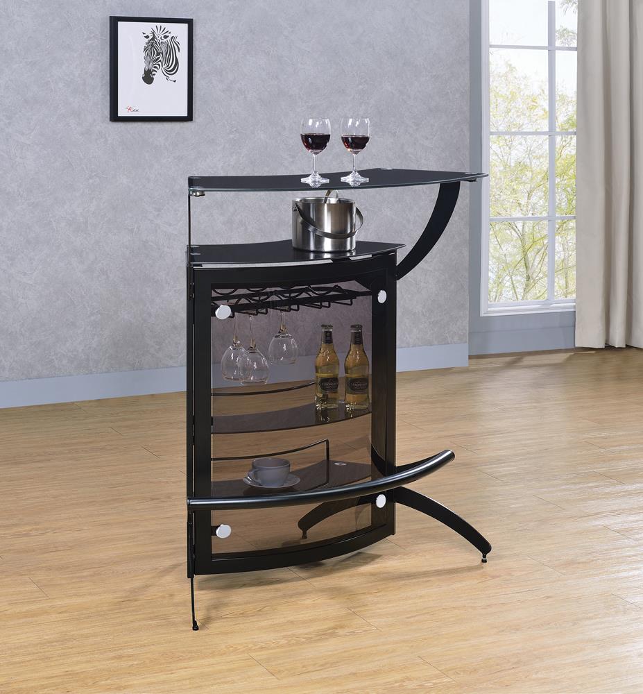 Dallas Smoked/Black 3-Bottle Wine Rack Bar Unit - 182135 - Bien Home Furniture &amp; Electronics