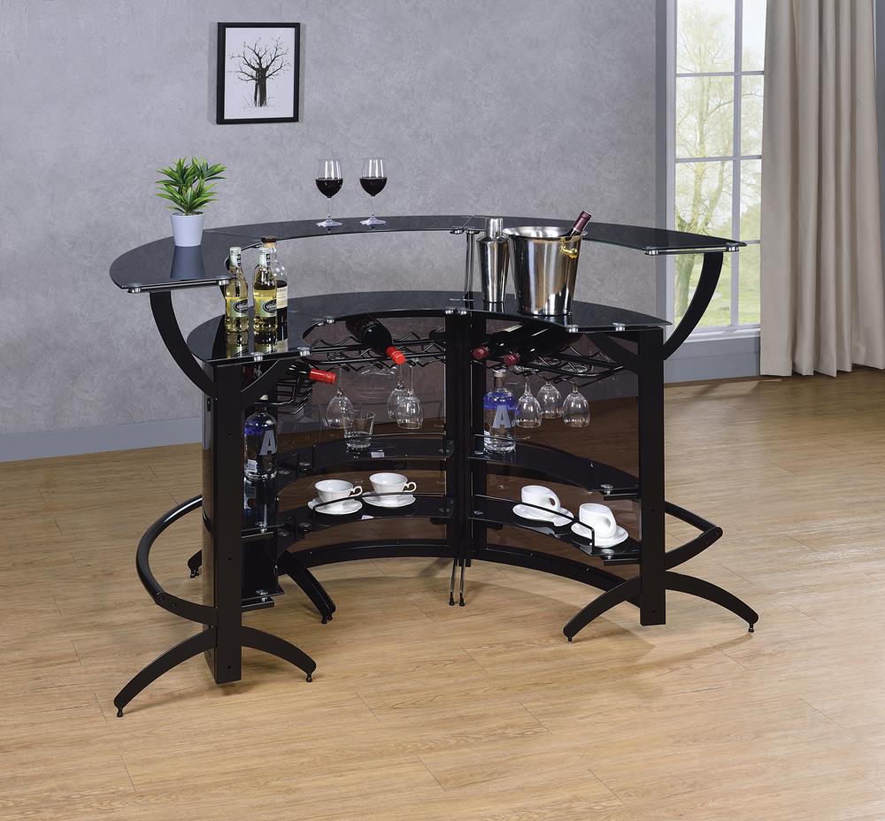 Dallas Smoked/Black 3-Bottle Wine Rack Bar Unit - 182135 - Bien Home Furniture &amp; Electronics