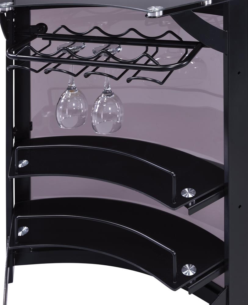 Dallas Smoked/Black 3-Bottle Wine Rack Bar Unit - 182135 - Bien Home Furniture &amp; Electronics