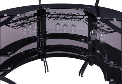 Dallas Smoked/Black 3-Bottle Wine Rack Bar Unit - 182135 - Bien Home Furniture &amp; Electronics