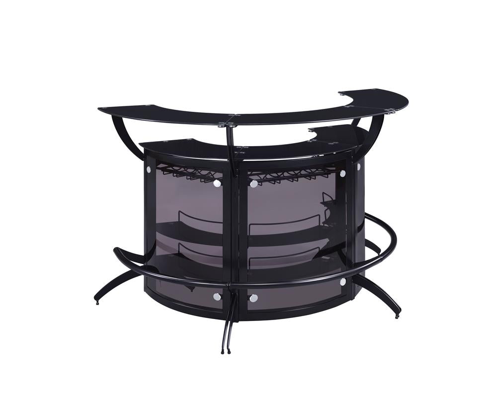 Dallas Smoked/Black 3-Bottle Wine Rack Bar Unit - 182135 - Bien Home Furniture &amp; Electronics