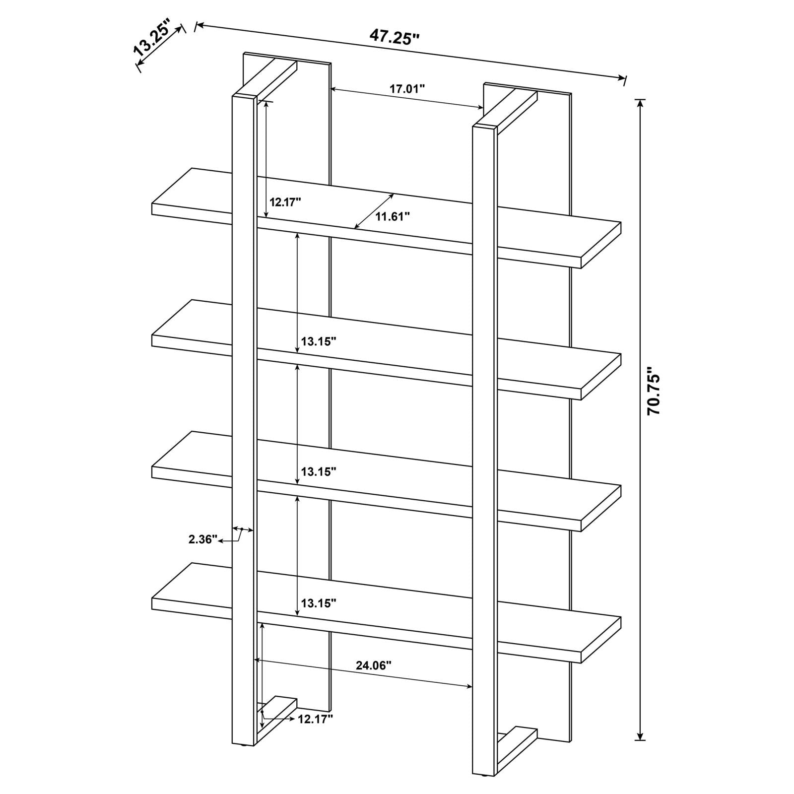 Danbrook Bookcase with 4 Fulllength Shelves 882037 Bien Home