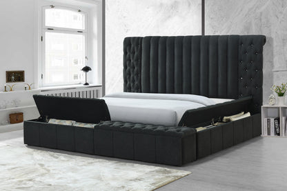 Danbury Charcoal Boucle King Upholstered Storage Panel Bed - SET | 5201CL-K-HB | 5201CL-K-FB | 5201CL-KQ-HBPL | 5201CL-KQ-RL-L | 5201CL-KQ-RL-R - Bien Home Furniture &amp; Electronics