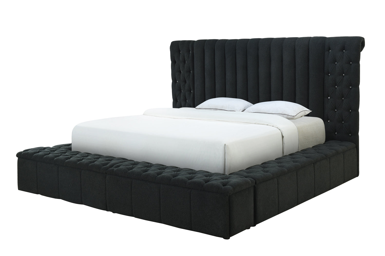 Danbury Charcoal Boucle Queen Upholstered Storage Panel Bed - SET | 5201CL-Q-HB | 5201CL-Q-FB | 5201CL-KQ-HBPL | 5201CL-KQ-RL-L | 5201CL-KQ-RL-R - Bien Home Furniture &amp; Electronics