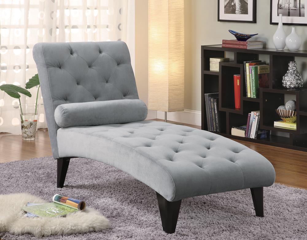 Daniel Gray Tufted Chaise with Small Bolster Pillow - 550067 - Bien Home Furniture &amp; Electronics