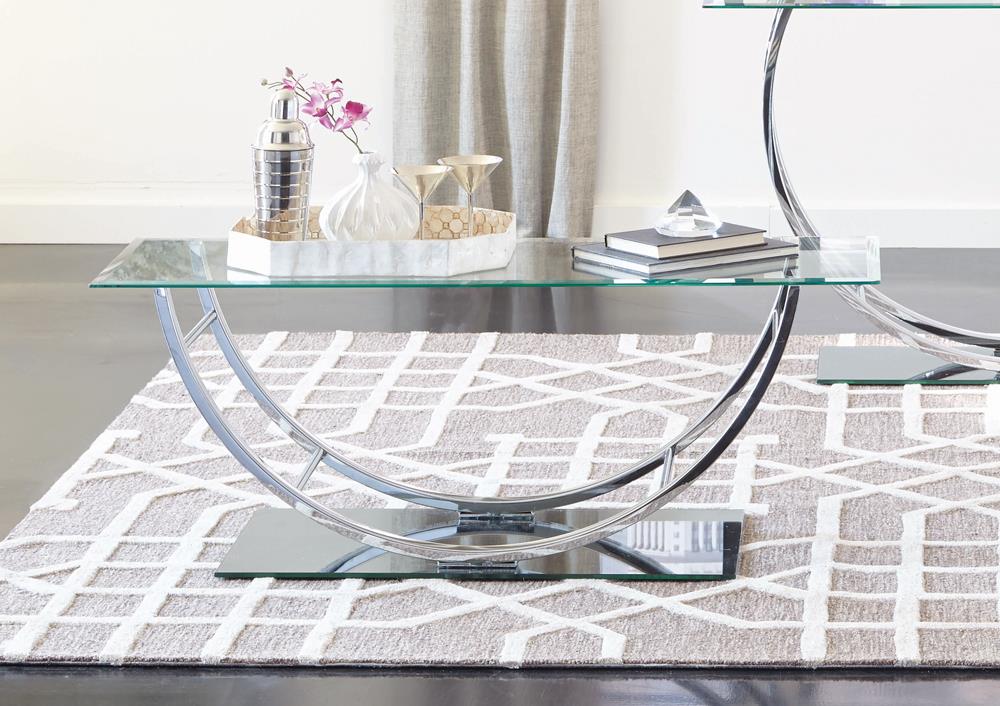 Danville Chrome U-Shaped Coffee Table - 704988 - Bien Home Furniture &amp; Electronics