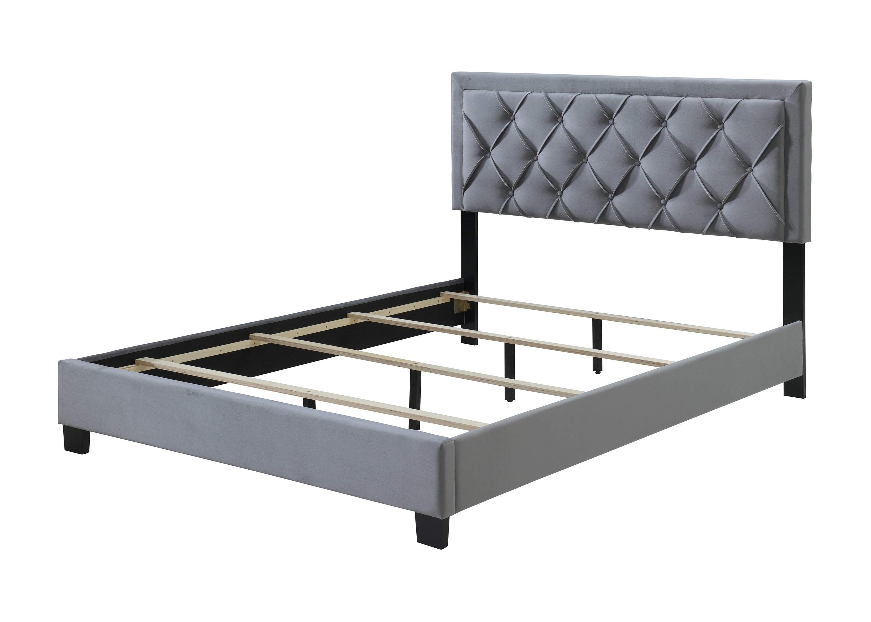 Danzy Gray King Upholstered Panel Bed - SET | 5092-K-HBFB | 5092-KQ-RAIL - Bien Home Furniture &amp; Electronics