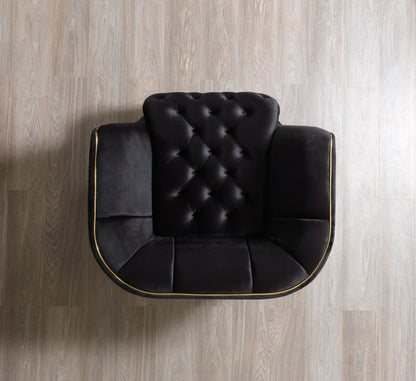 Daphne Black Velvet Sofa &amp; Loveseat - DAPHNE SL-BLACK - Bien Home Furniture &amp; Electronics