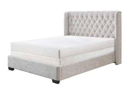 Daphne Ivory Boucle King Upholstered Panel Bed - SET | 5094-K-HB | 5094-K-FB | 5094-KQ-RAIL - Bien Home Furniture &amp; Electronics