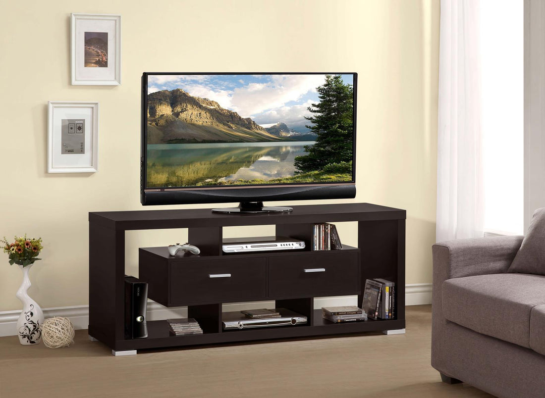 Darien 2-Drawer Rectangular TV Console Cappuccino - 700112 - Bien Home Furniture &amp; Electronics