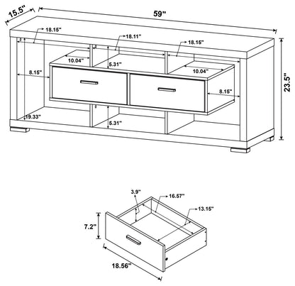 Darien 2-Drawer Rectangular TV Console Cappuccino - 700112 - Bien Home Furniture &amp; Electronics