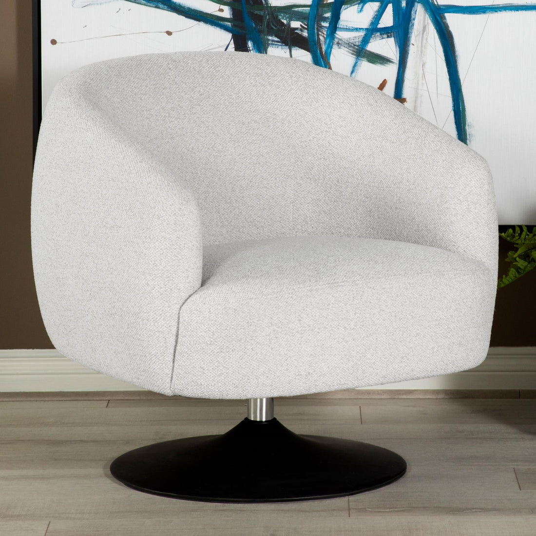 Dave Beige/Matte Black Upholstered Swivel Accent Chair - 905739 - Bien Home Furniture &amp; Electronics