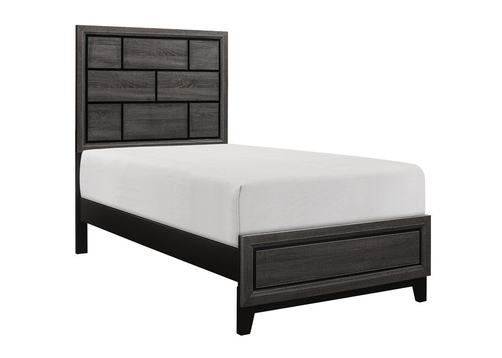 Davi Gray Twin Panel Bed - SET | 1645T-1 | 1645T-3 - Bien Home Furniture &amp; Electronics