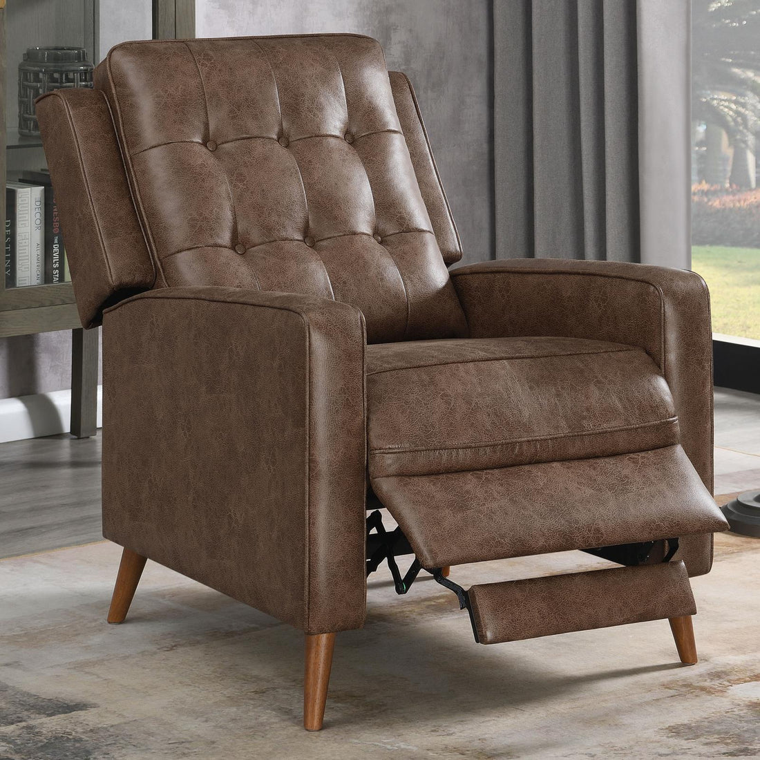 Davidson Upholstered Tufted Push Back Recliner Brown - 609566 - Bien Home Furniture &amp; Electronics