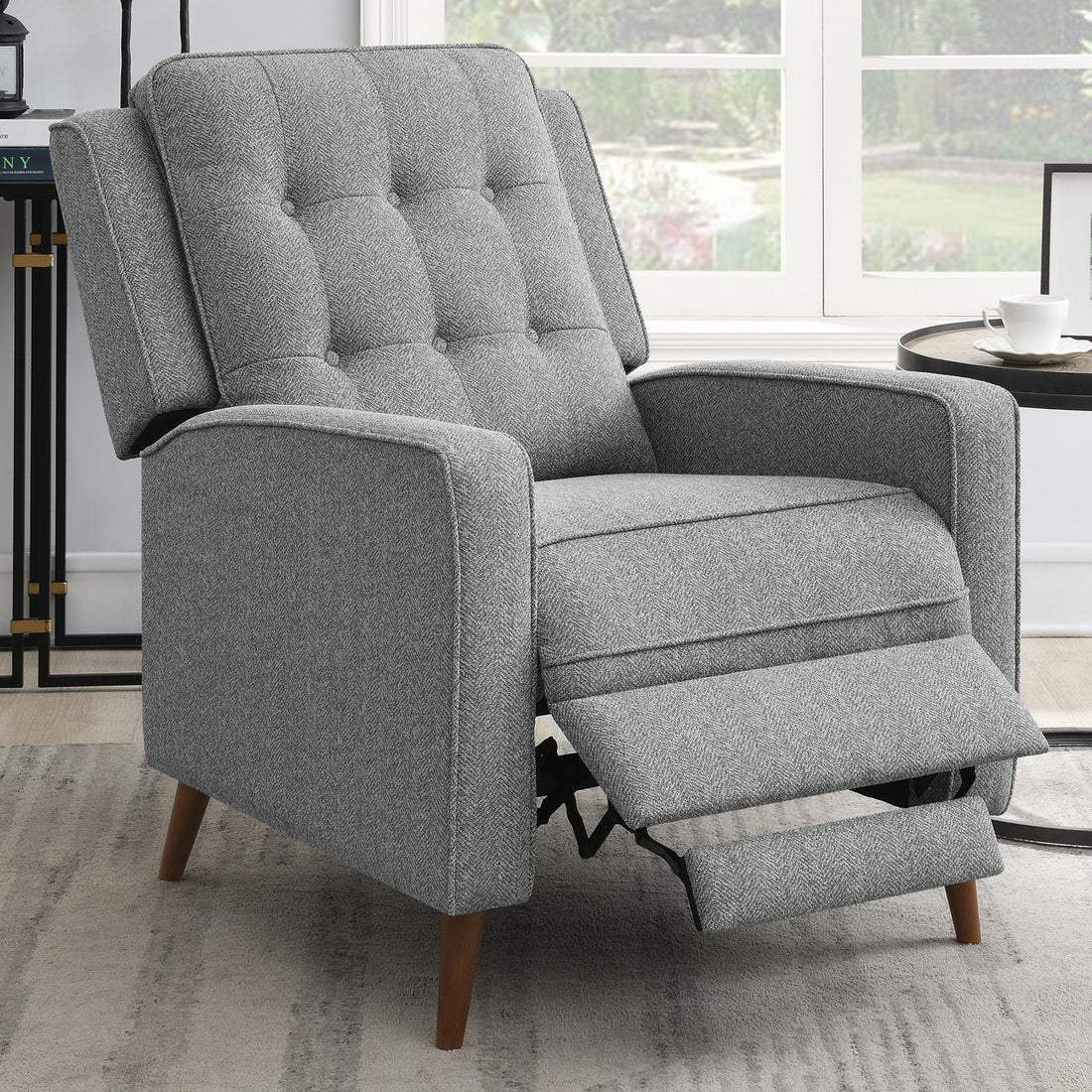 Davidson Upholstered Tufted Push Back Recliner Gray - 609567 - Bien Home Furniture &amp; Electronics