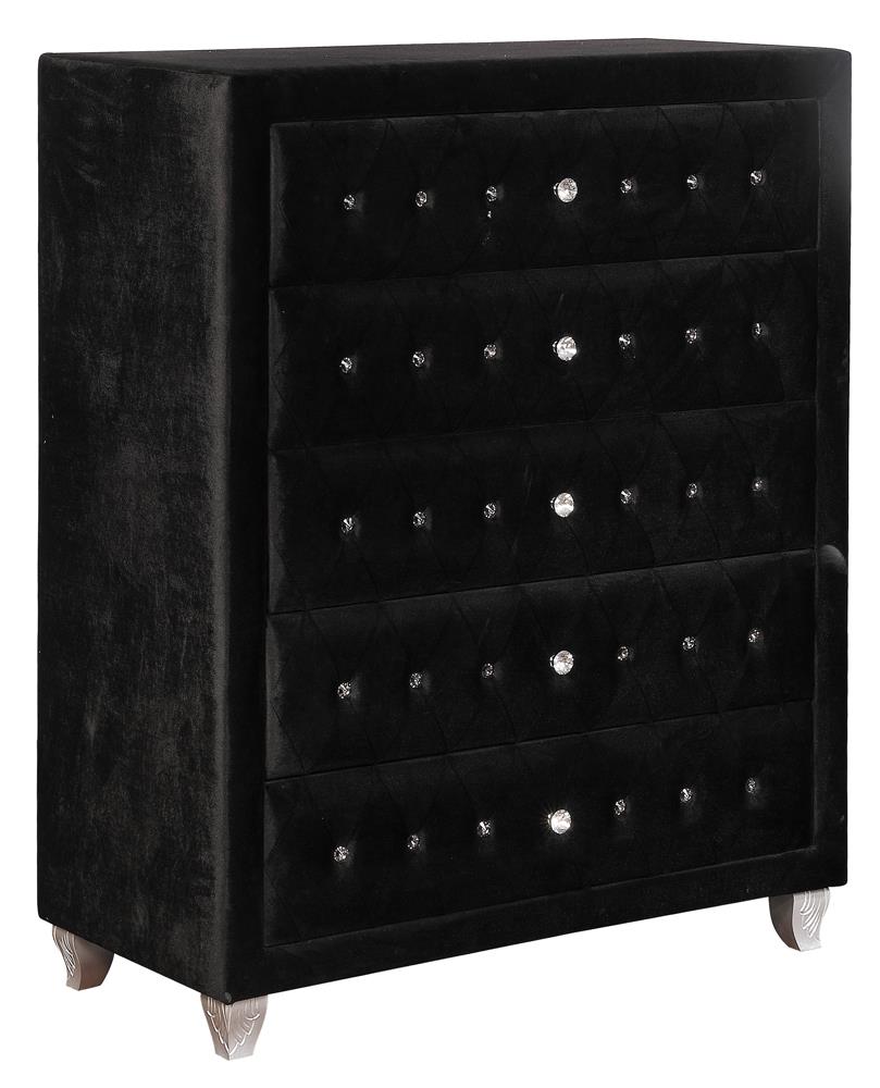 Deanna Black 5-Drawer Rectangular Chest - 206105 - Bien Home Furniture &amp; Electronics