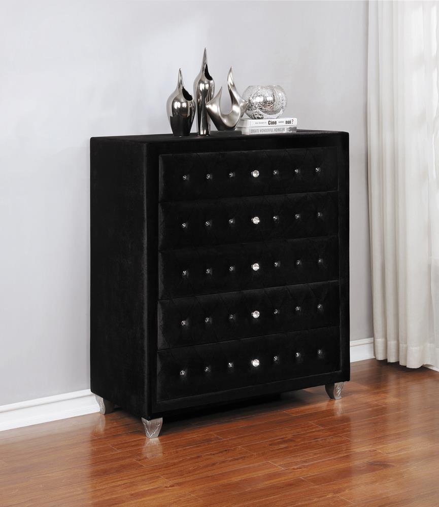 Deanna Black 5-Drawer Rectangular Chest - 206105 - Bien Home Furniture &amp; Electronics