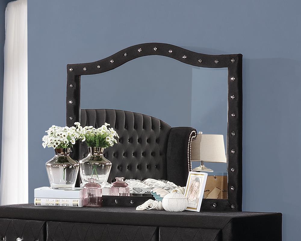 Deanna Black Button Tufted Mirror - 206104 - Bien Home Furniture &amp; Electronics