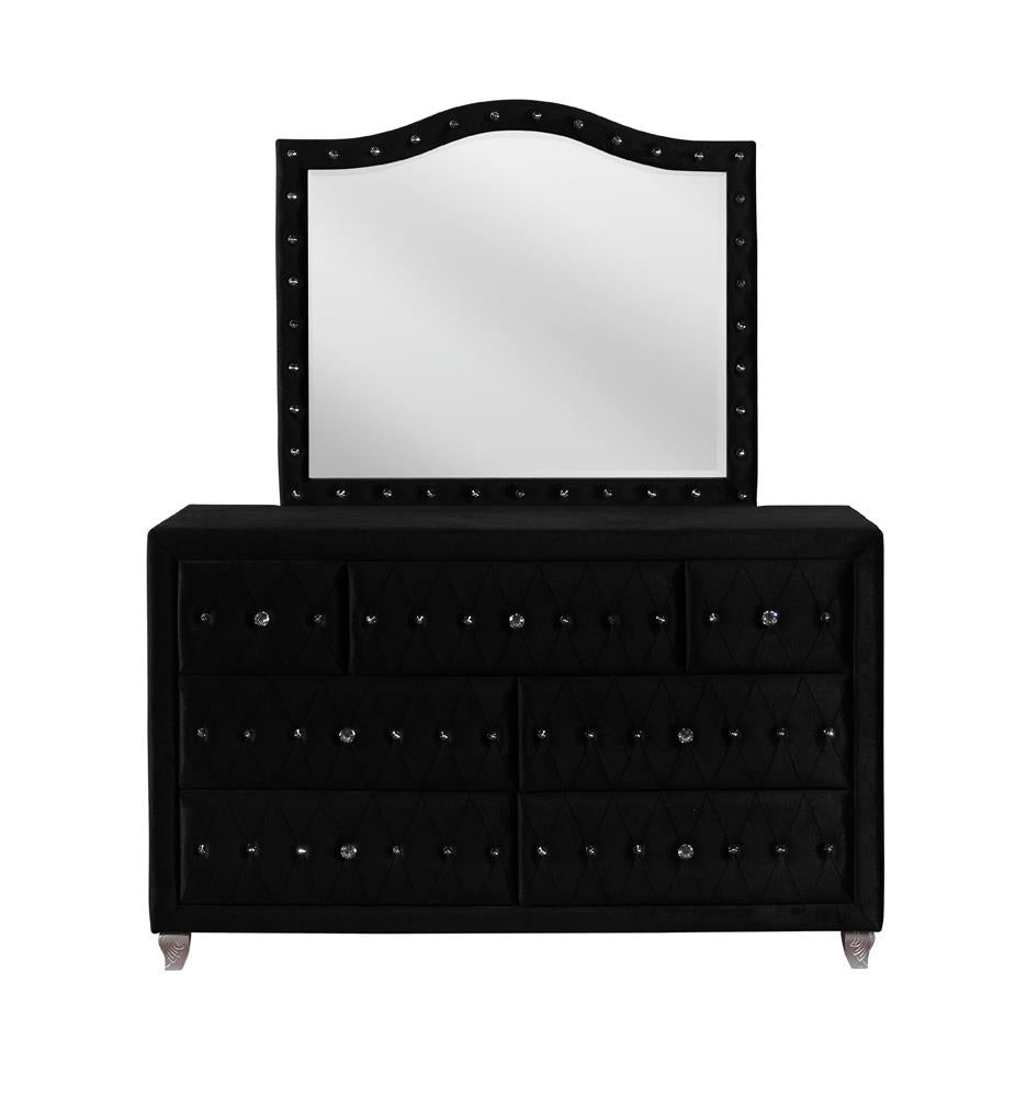 Deanna Black Button Tufted Mirror - 206104 - Bien Home Furniture &amp; Electronics