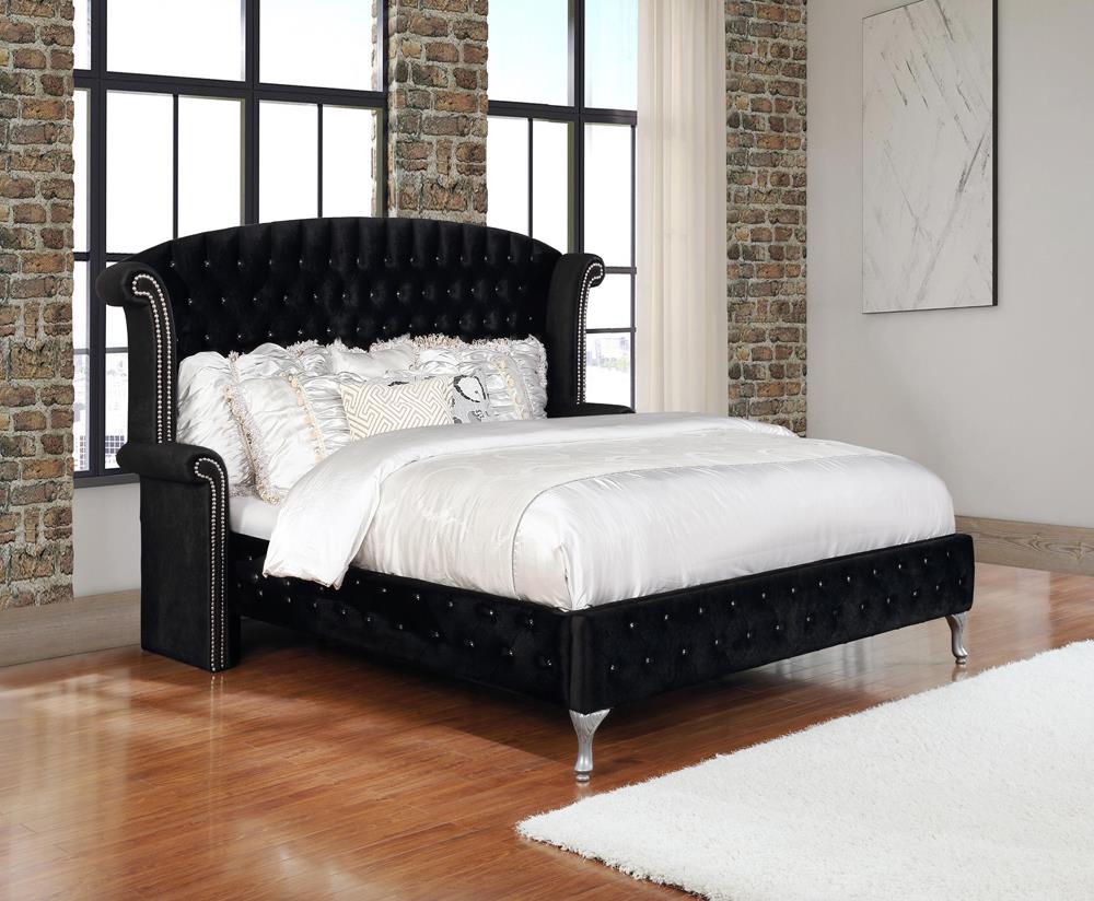 Deanna California King Tufted Upholstered Bed Black - 206101KW - Bien Home Furniture &amp; Electronics