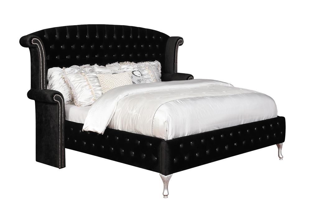 Deanna Eastern King Tufted Upholstered Bed Black - 206101KE - Bien Home Furniture &amp; Electronics