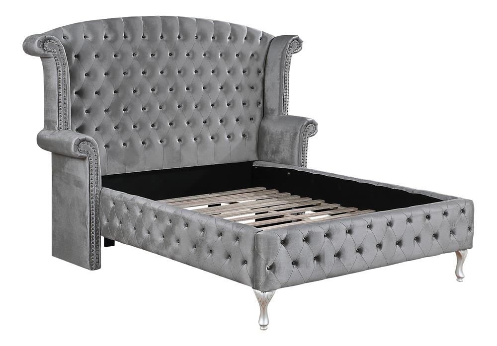 Deanna Eastern King Tufted Upholstered Bed Gray - 205101KE - Bien Home Furniture &amp; Electronics