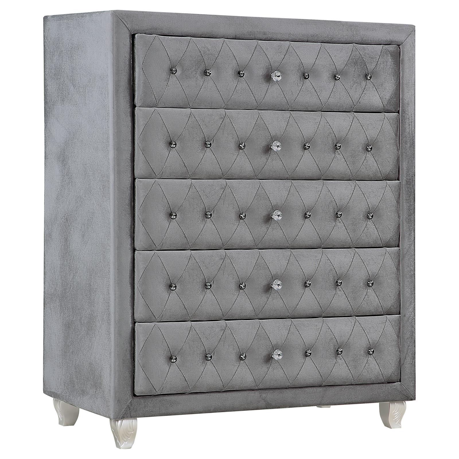 Deanna Gray 5-Drawer Rectangular Chest - 205105 - Bien Home Furniture &amp; Electronics