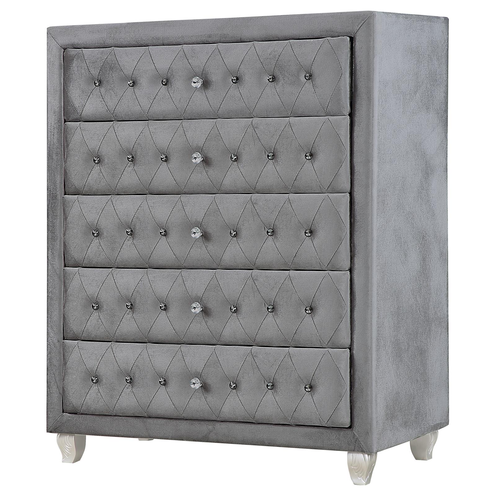 Deanna Gray 5-Drawer Rectangular Chest - 205105 - Bien Home Furniture &amp; Electronics