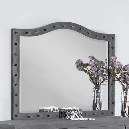 Deanna Gray Button Tufted Mirror - 205104 - Bien Home Furniture &amp; Electronics
