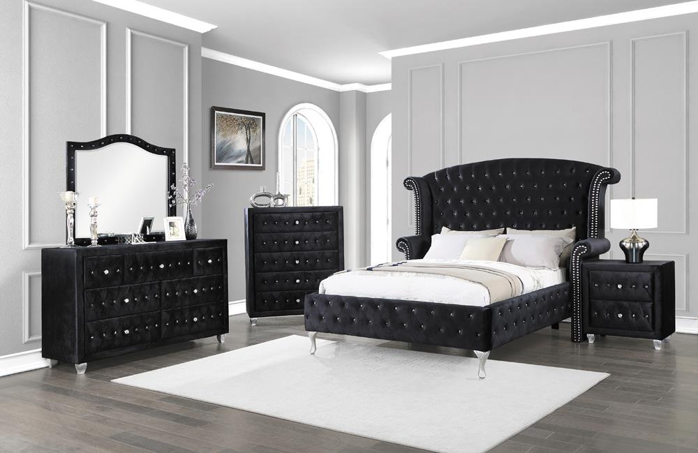 Deanna Queen Tufted Upholstered Bed Black - 206101Q - Bien Home Furniture &amp; Electronics