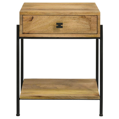 Declan Natural Mango/Black 1-Drawer Accent Table with Open Shelf - 959556 - Bien Home Furniture &amp; Electronics