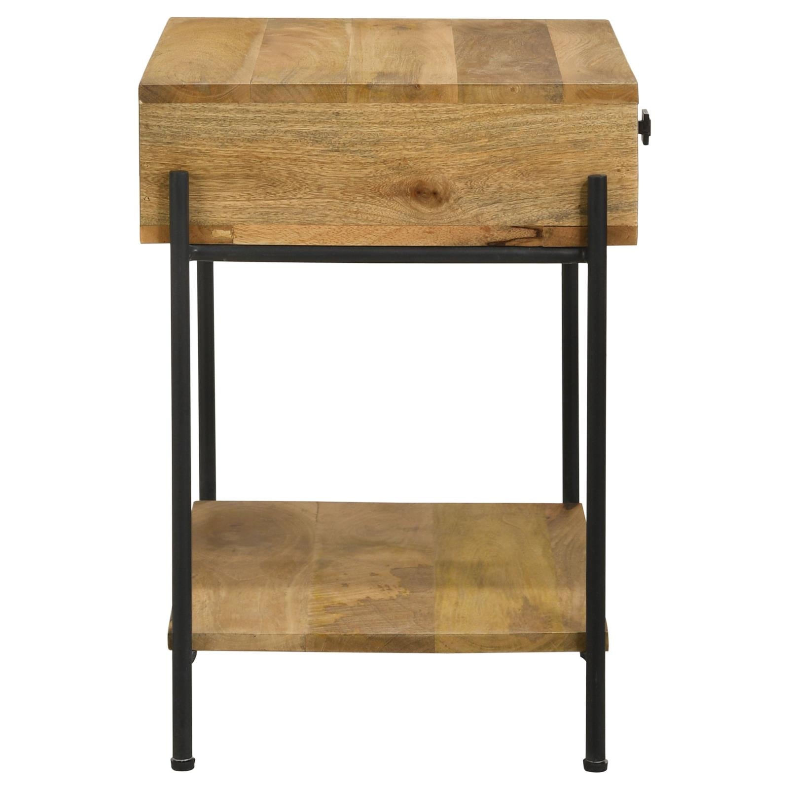 Declan Natural Mango/Black 1-Drawer Accent Table with Open Shelf - 959556 - Bien Home Furniture &amp; Electronics