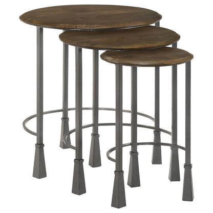 Deja 3-Piece Round Nesting Table Natural/Gunmetal - 935971 - Bien Home Furniture &amp; Electronics