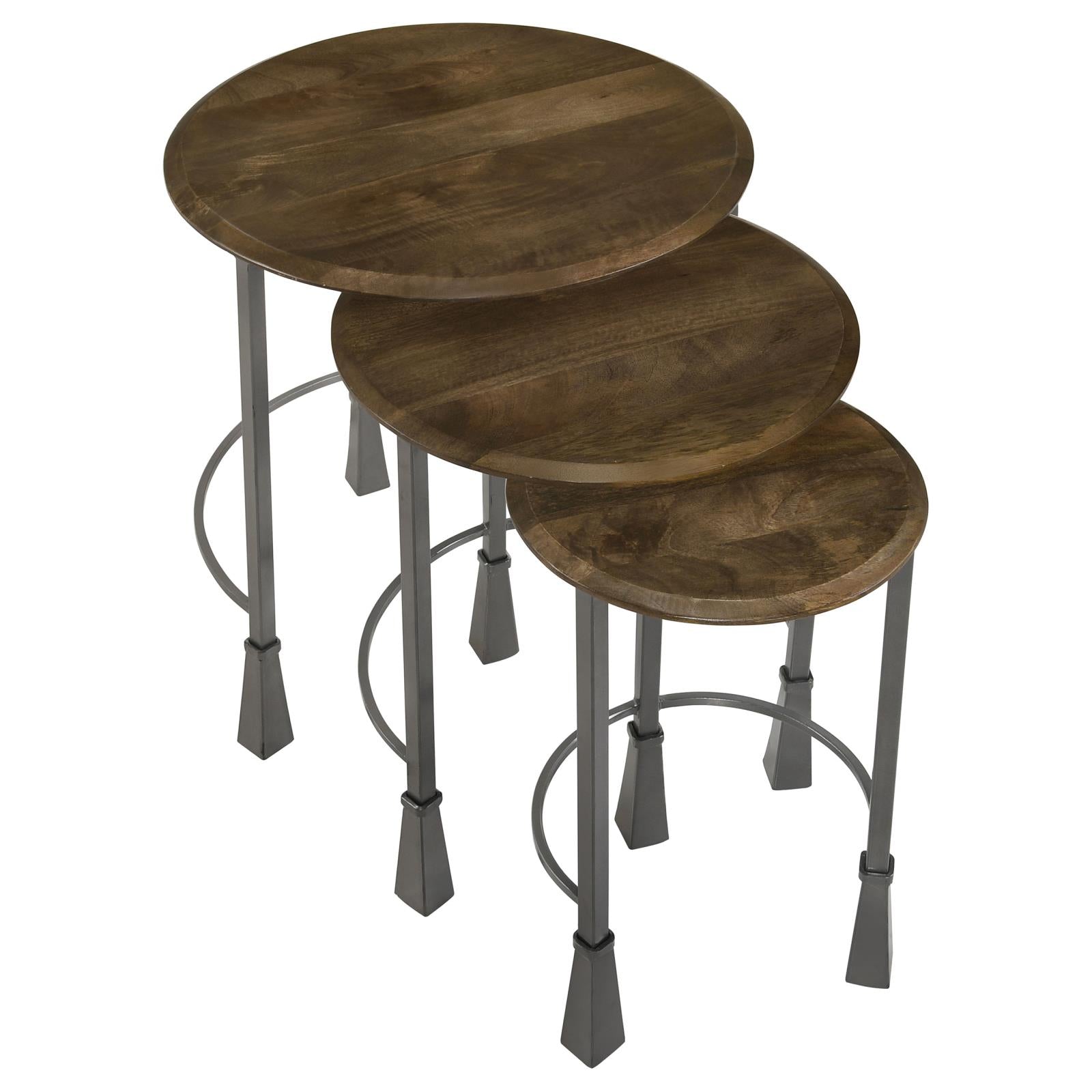 Deja 3-Piece Round Nesting Table Natural/Gunmetal - 935971 - Bien Home Furniture &amp; Electronics