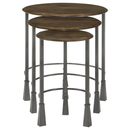 Deja 3-Piece Round Nesting Table Natural/Gunmetal - 935971 - Bien Home Furniture &amp; Electronics