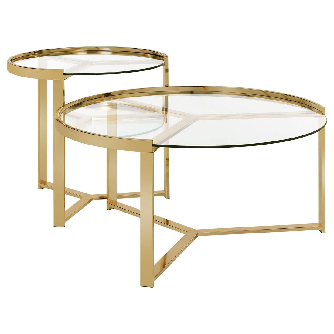 Delia 2-Piece Round Nesting Table Clear/Gold - 930251 - Bien Home Furniture & Electronics