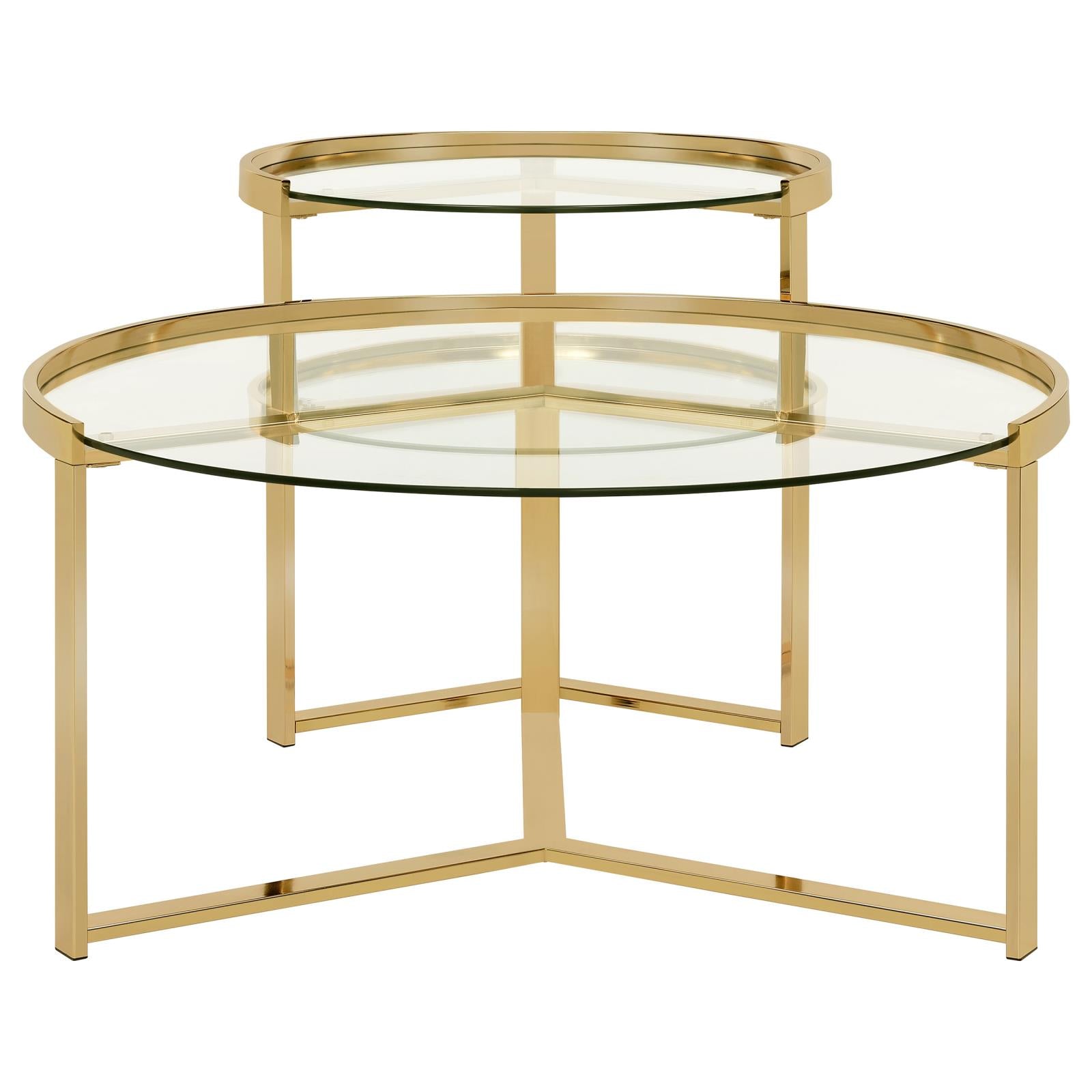 Delia 2-Piece Round Nesting Table Clear/Gold - 930251 - Bien Home Furniture &amp; Electronics