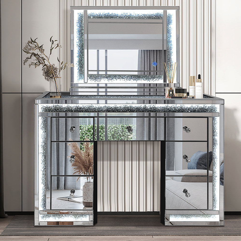 Delmere LED Mirrored Vanity Set - A66 - Bien Home Furniture &amp; Electronics