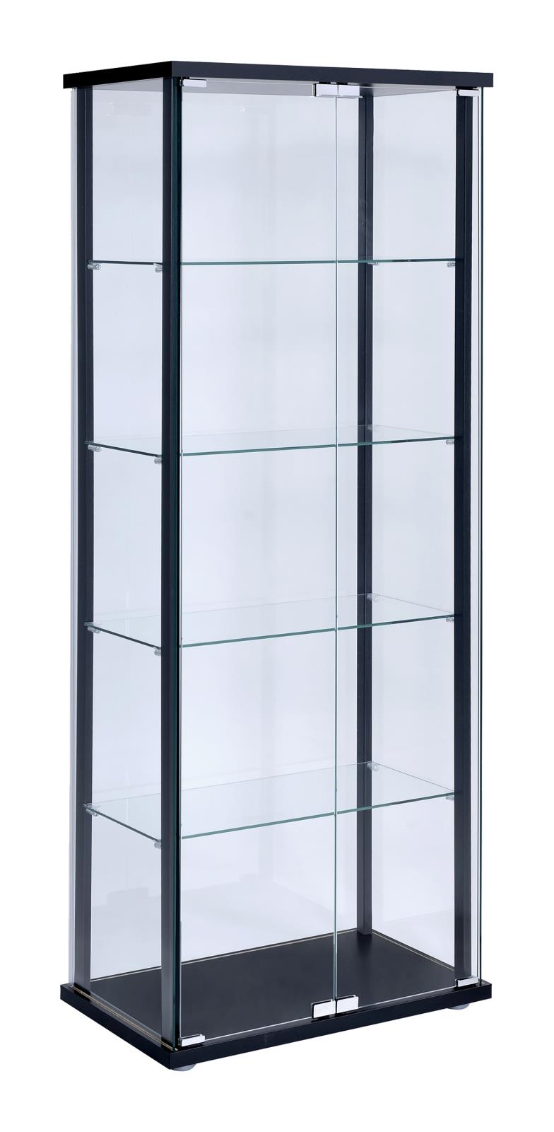 Delphinium Black/Clear 5-Shelf Glass Curio Cabinet - 950170 - Bien Home Furniture &amp; Electronics