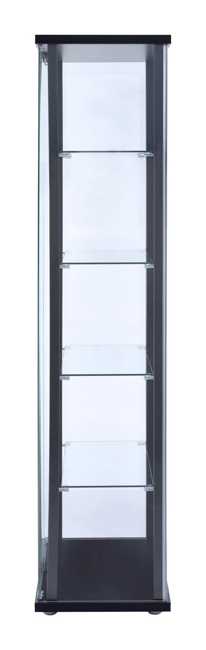 Delphinium Black/Clear 5-Shelf Glass Curio Cabinet - 950170 - Bien Home Furniture &amp; Electronics