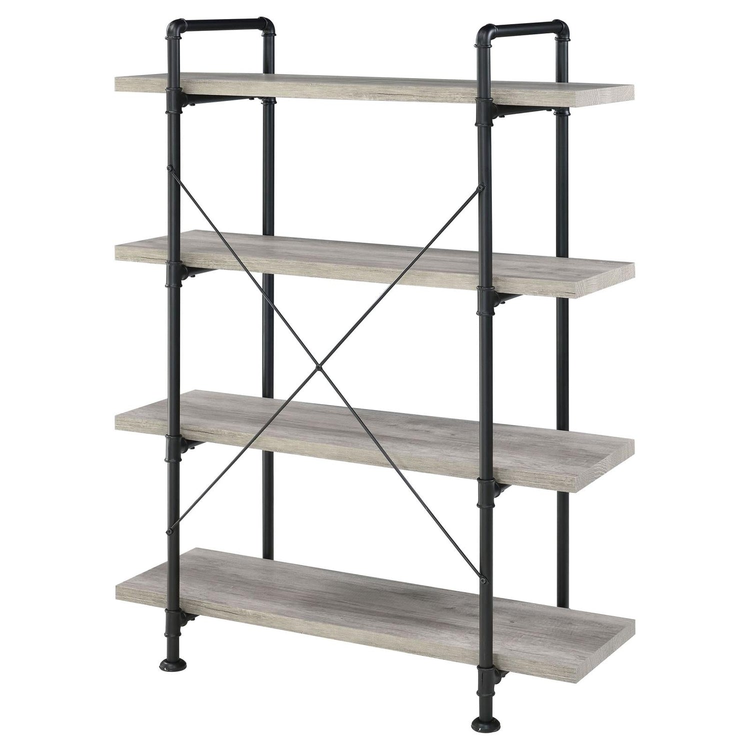 Delray Gray Driftwood/Black 4-Tier Open Shelving Bookcase - 804406 - Bien Home Furniture &amp; Electronics