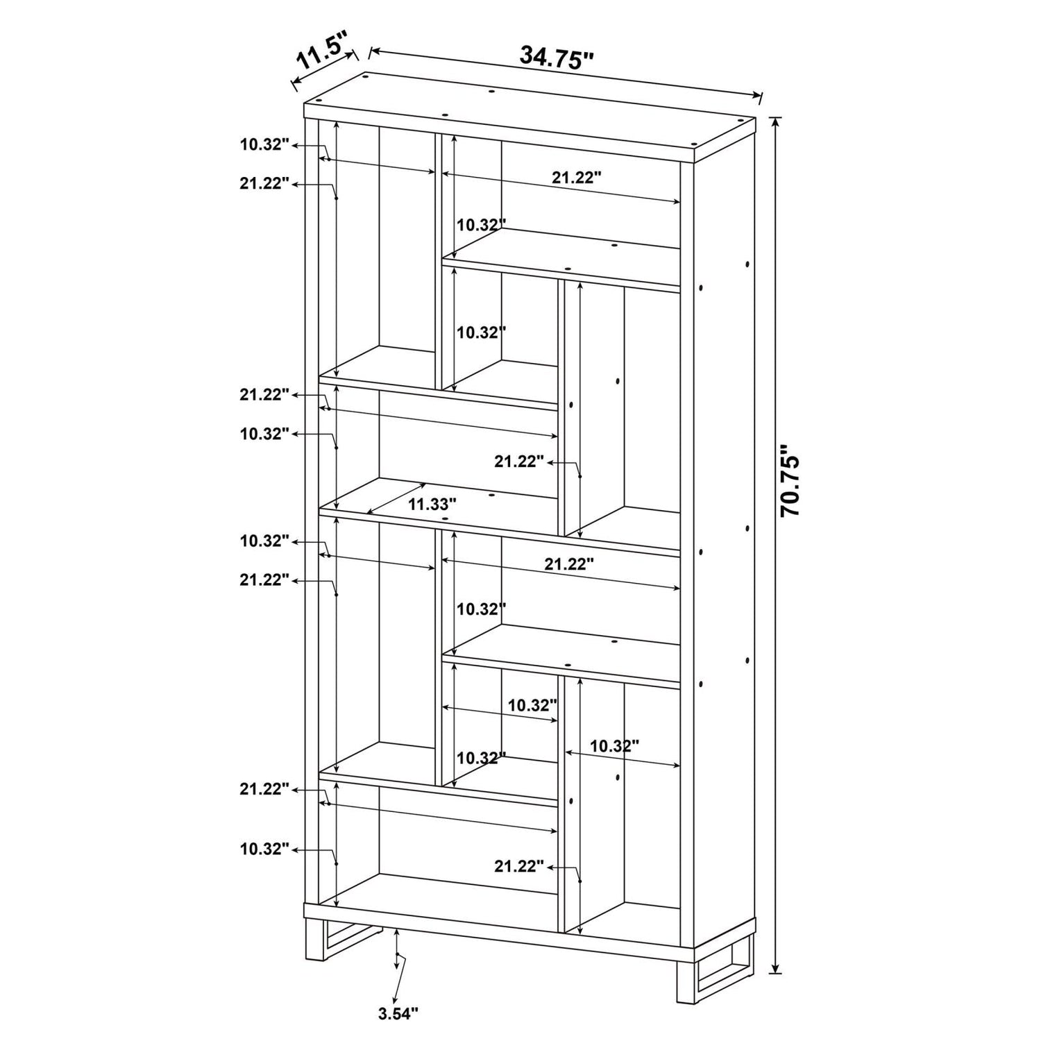 Delwin Antique Nutmeg 10-Shelf Bookcase - 801236 - Bien Home Furniture &amp; Electronics