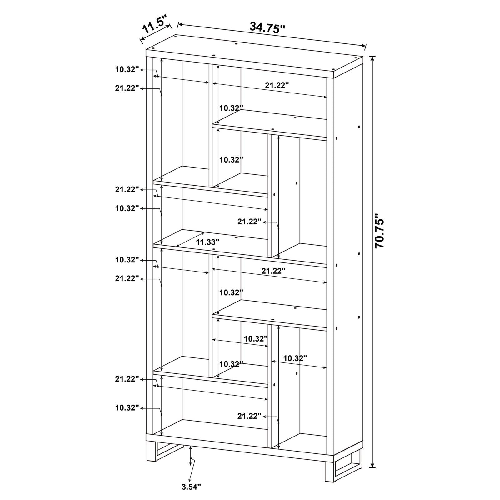 Delwin Antique Nutmeg 10-Shelf Bookcase - 801236 - Bien Home Furniture &amp; Electronics