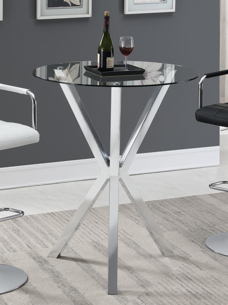 Denali Chrome Round Glass Top Bar Table - 100186 - Bien Home Furniture & Electronics