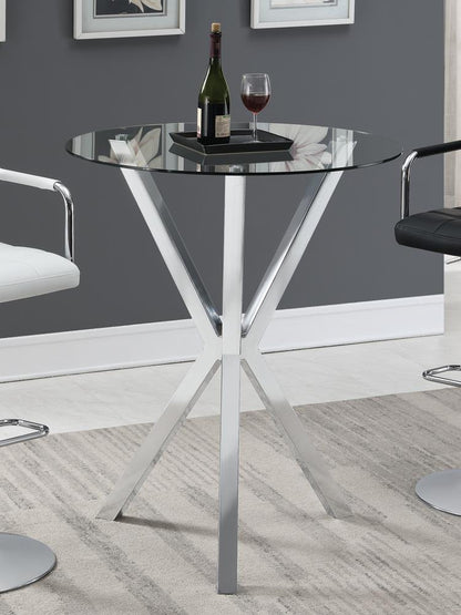 Denali Chrome Round Glass Top Bar Table - 100186 - Bien Home Furniture &amp; Electronics