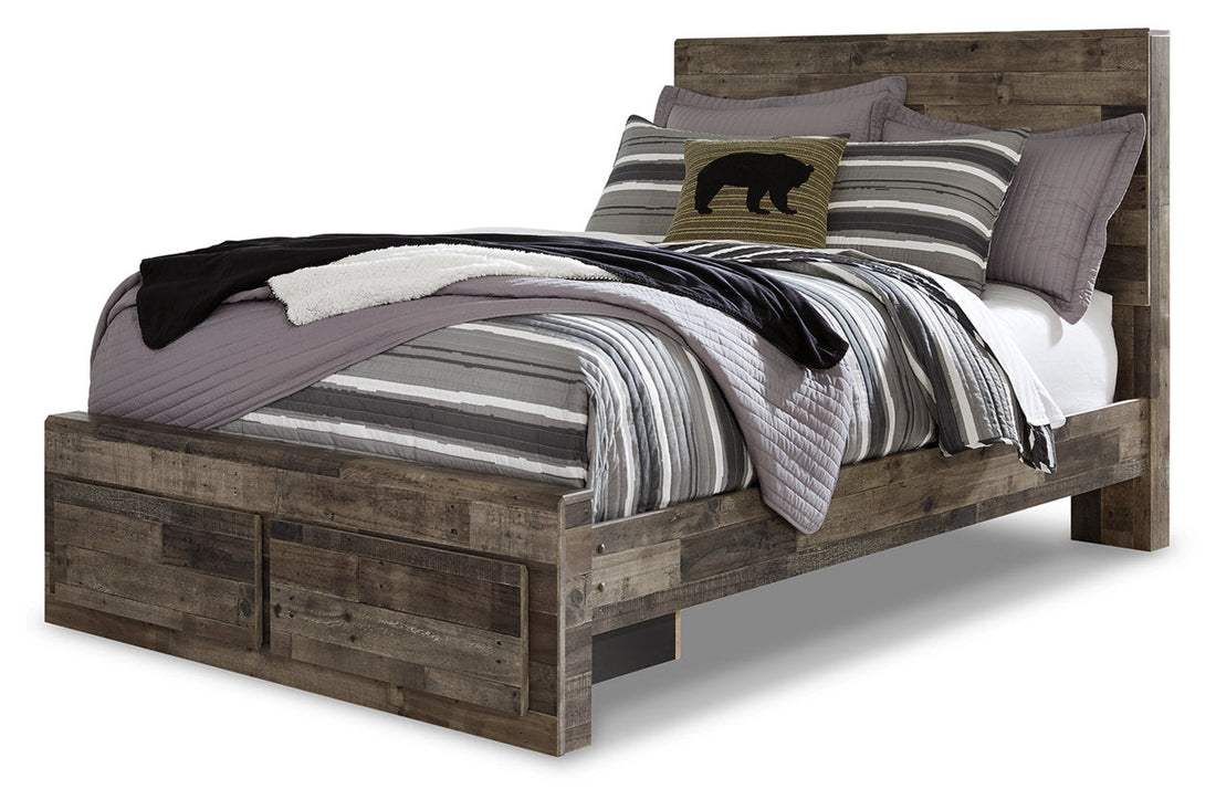 Derekson Multi Gray Full Panel Bed with 2 Storage Drawers - SET | B100-12 | B200-84S | B200-87 | B200-89 - Bien Home Furniture &amp; Electronics