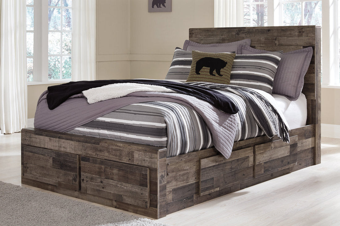 Derekson Multi Gray Full Panel Bed with 6 Storage Drawers - SET | B100-12 | B200-50(2) | B200-84S | B200-87 - Bien Home Furniture &amp; Electronics