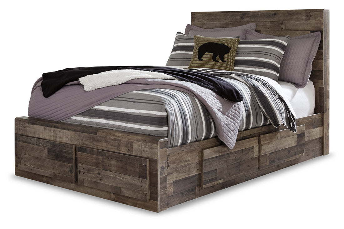 Derekson Multi Gray Full Panel Bed with 6 Storage Drawers - SET | B100-12 | B200-50(2) | B200-84S | B200-87 - Bien Home Furniture &amp; Electronics