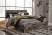 Derekson Multi Gray King Panel Bed with 2 Storage Drawers - SET | B100-14 | B200-58 | B200-56S | B200-95 - Bien Home Furniture & Electronics
